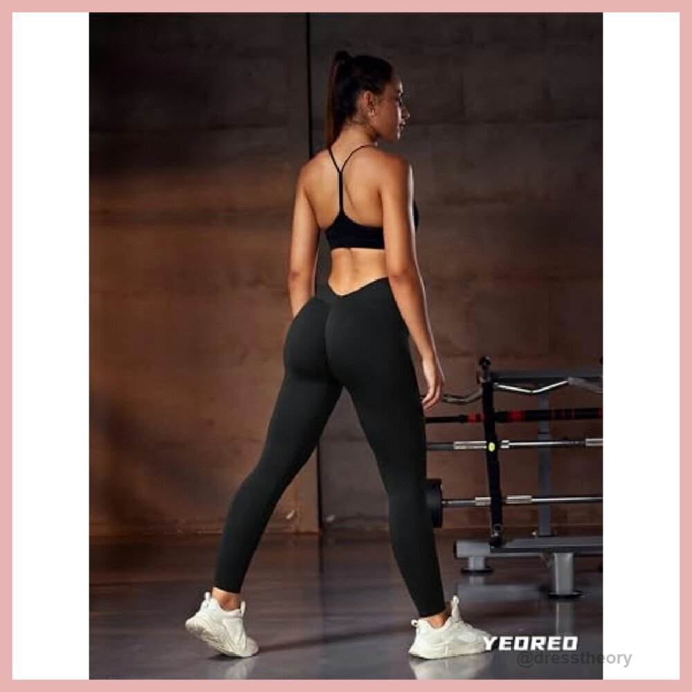 High Waisted Seamless Leggings V Back Scrunch Butt Lifting Workout Yoga - Picture 4 of 8